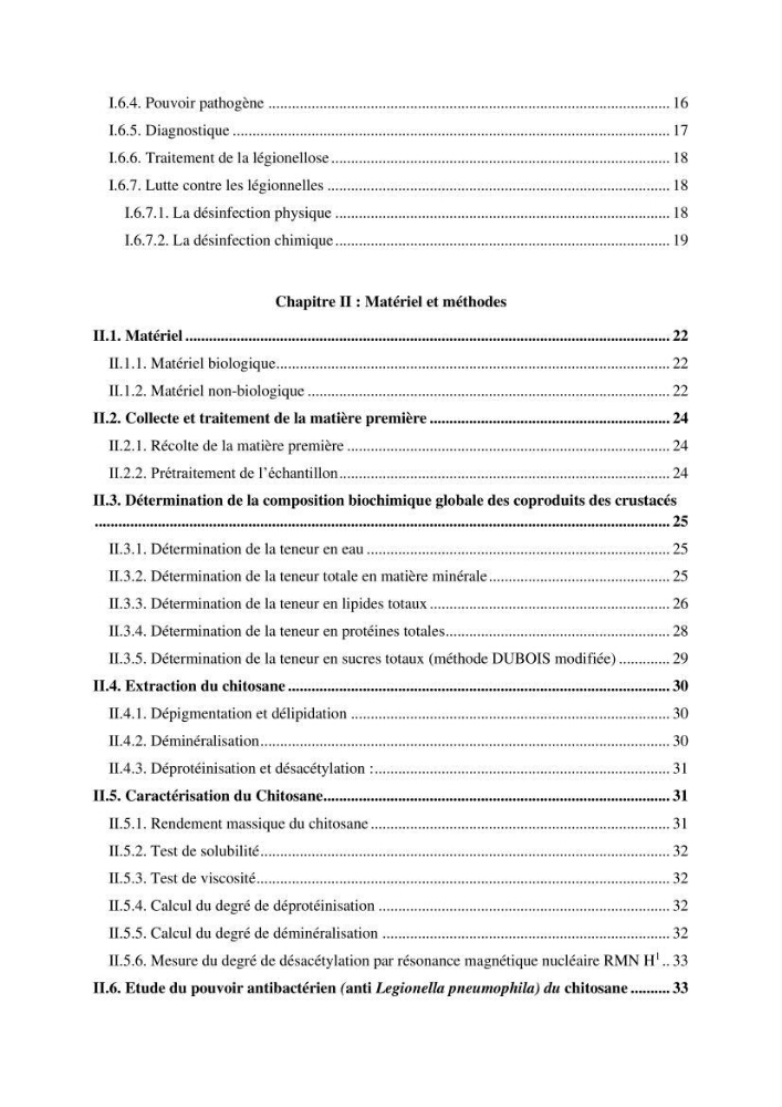 Valorisation Biotechnologique des Coproduits de Crustacés étude du pouvoir antimicrobien du chitosane et traitement d\'une eau contamineé par Legionella Penumophila