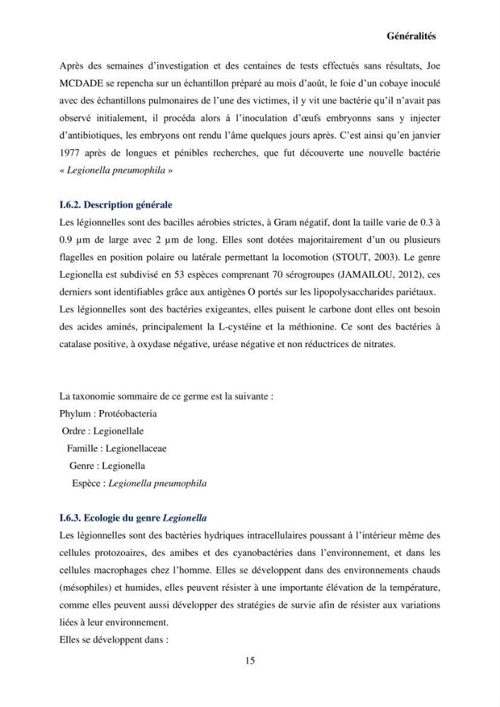 Valorisation Biotechnologique des Coproduits de Crustacés étude du pouvoir antimicrobien du chitosane et traitement d\'une eau contamineé par Legionella Penumophila