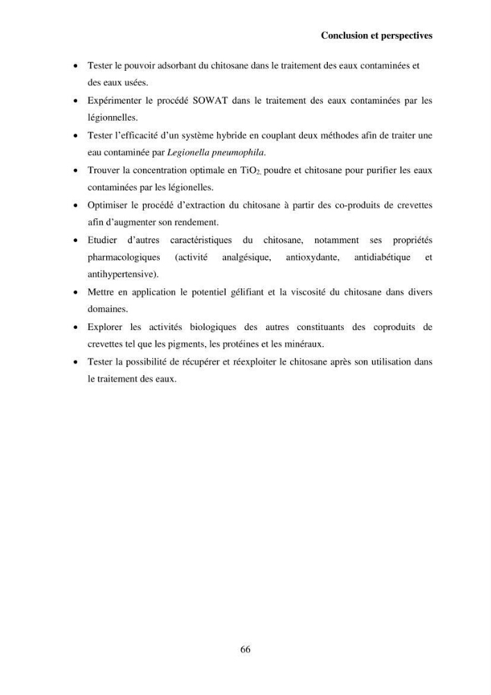 Valorisation Biotechnologique des Coproduits de Crustacés étude du pouvoir antimicrobien du chitosane et traitement d\'une eau contamineé par Legionella Penumophila