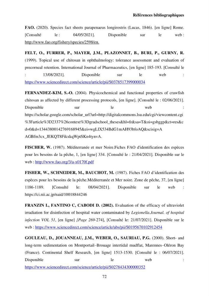 Valorisation Biotechnologique des Coproduits de Crustacés étude du pouvoir antimicrobien du chitosane et traitement d\'une eau contamineé par Legionella Penumophila