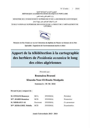Apport de la télédétection à la cartographie des herbiers de Posidonia oceanica le long des côtes algériennes Apport de la télédétection à la cartographie des herbiers de Posidonia oceanica le long des côtes algériennes