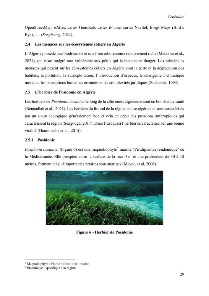 Apport de la télédétection à la cartographie des herbiers de Posidonia oceanica le long des côtes algériennes