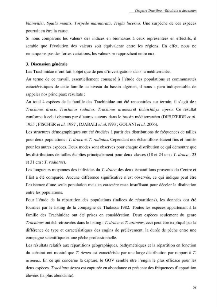 Contribution à la famille des Trachinidae (Osteichthyens, Perciformes)dans le bassin algérien