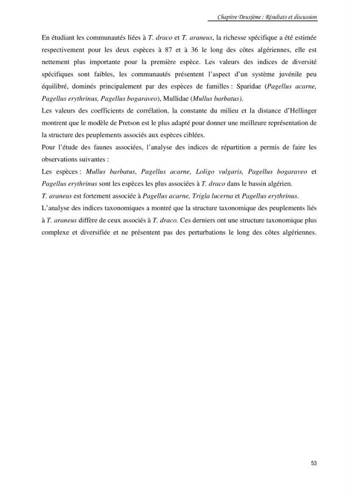 Contribution à la famille des Trachinidae (Osteichthyens, Perciformes)dans le bassin algérien