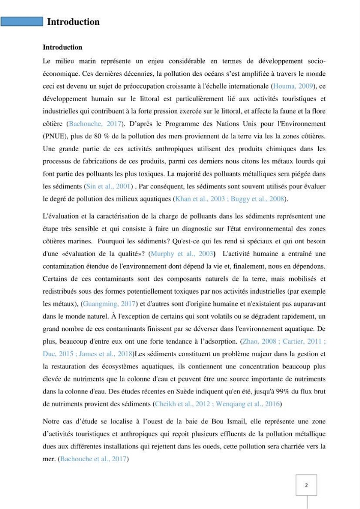 Dynamique spatiale et temporelle des polluants métalliques dans les sédiments marins : Impact de la contamination métallique