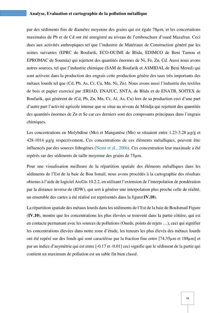 Dynamique spatiale et temporelle des polluants métalliques dans les sédiments marins : Impact de la contamination métallique
