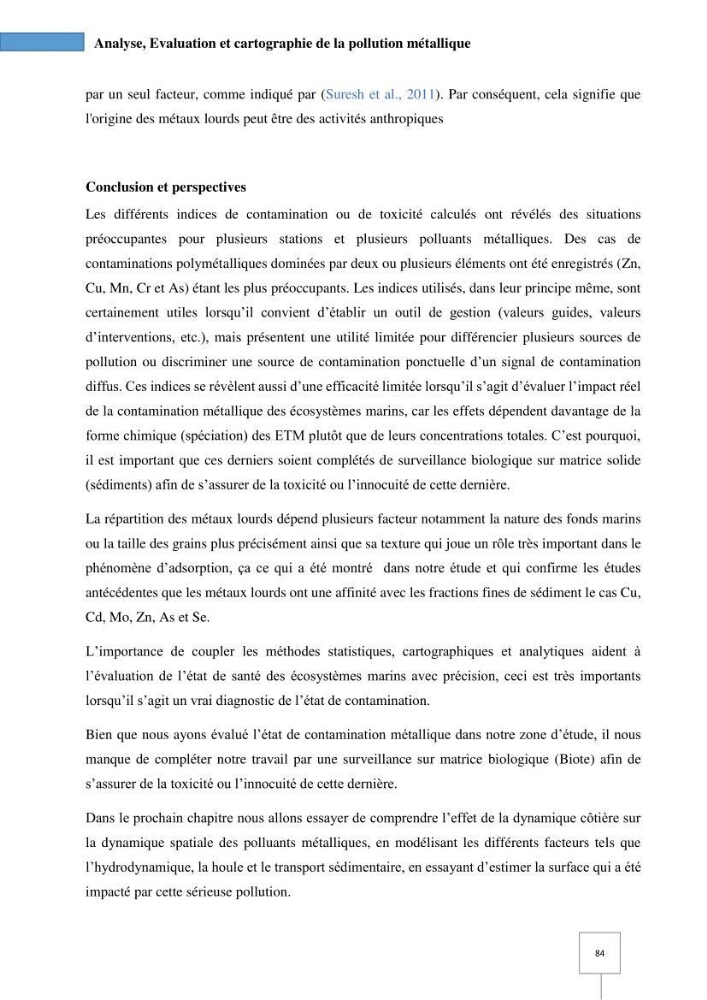 Dynamique spatiale et temporelle des polluants métalliques dans les sédiments marins : Impact de la contamination métallique