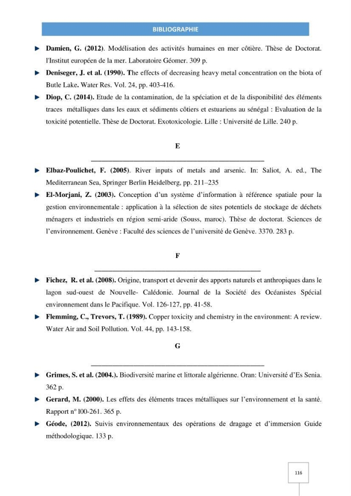 Dynamique spatiale et temporelle des polluants métalliques dans les sédiments marins : Impact de la contamination métallique