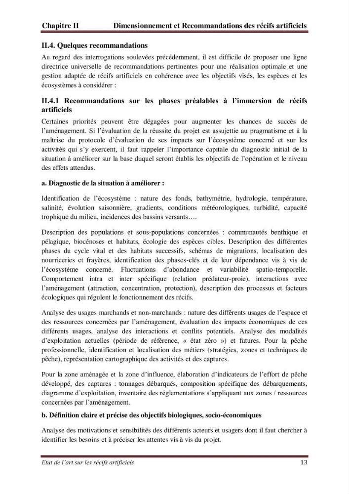 Etat de l\'art sur les recifs artificiels