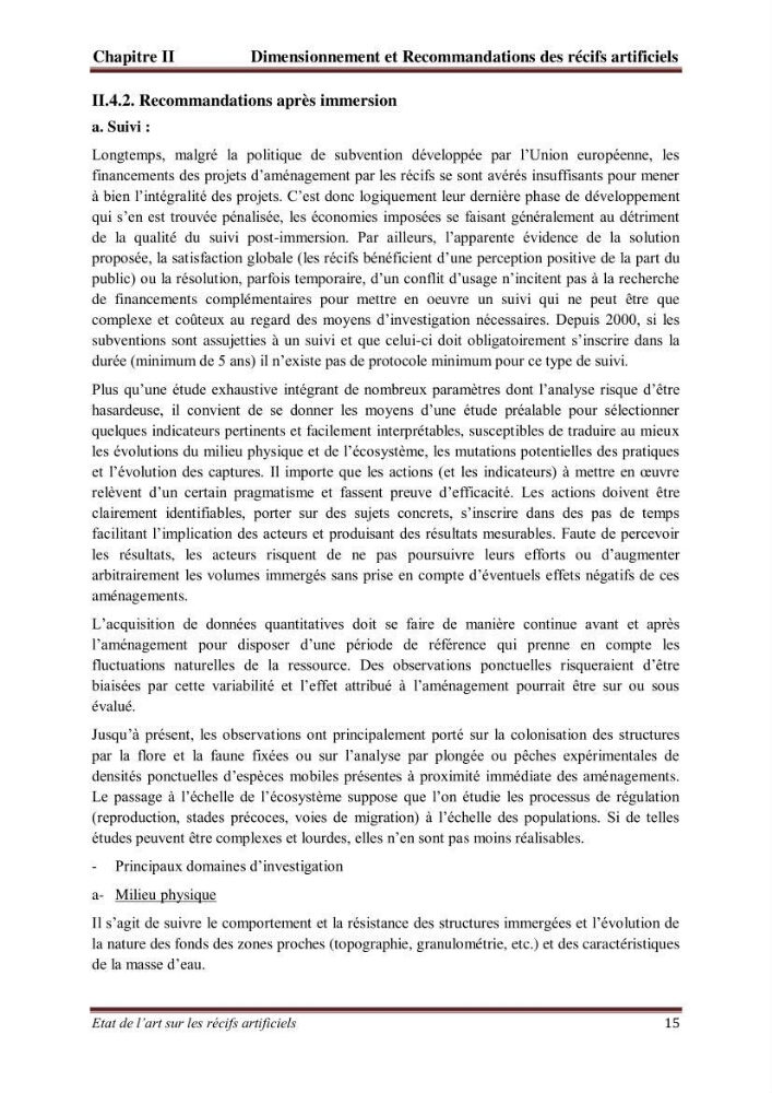 Etat de l\'art sur les recifs artificiels