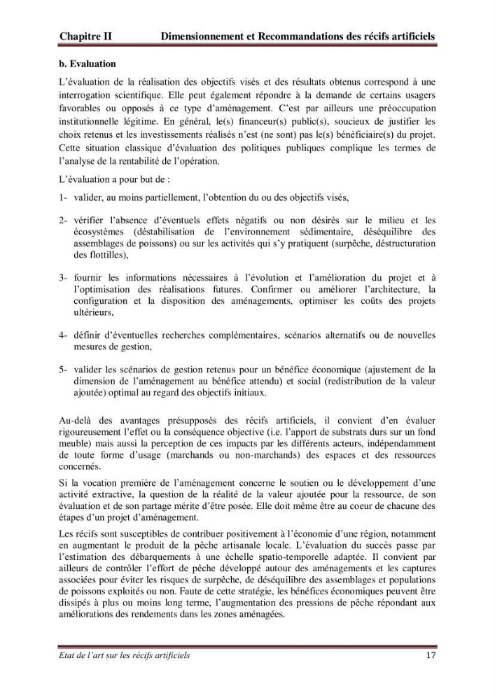 Etat de l\'art sur les recifs artificiels