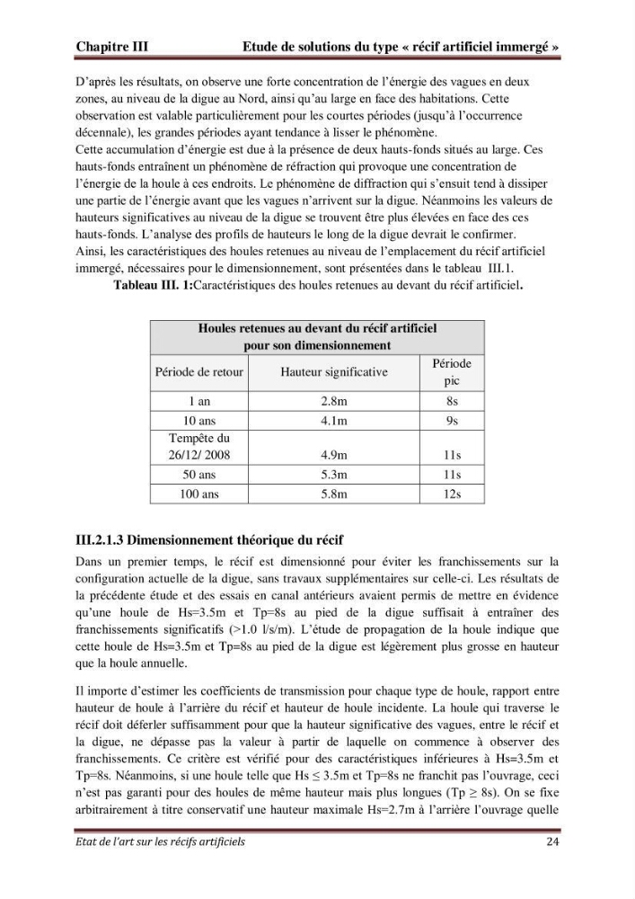 Etat de l\'art sur les recifs artificiels