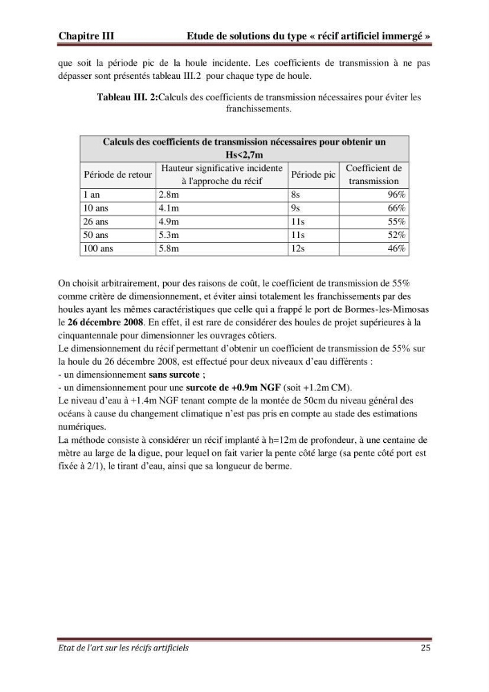 Etat de l\'art sur les recifs artificiels