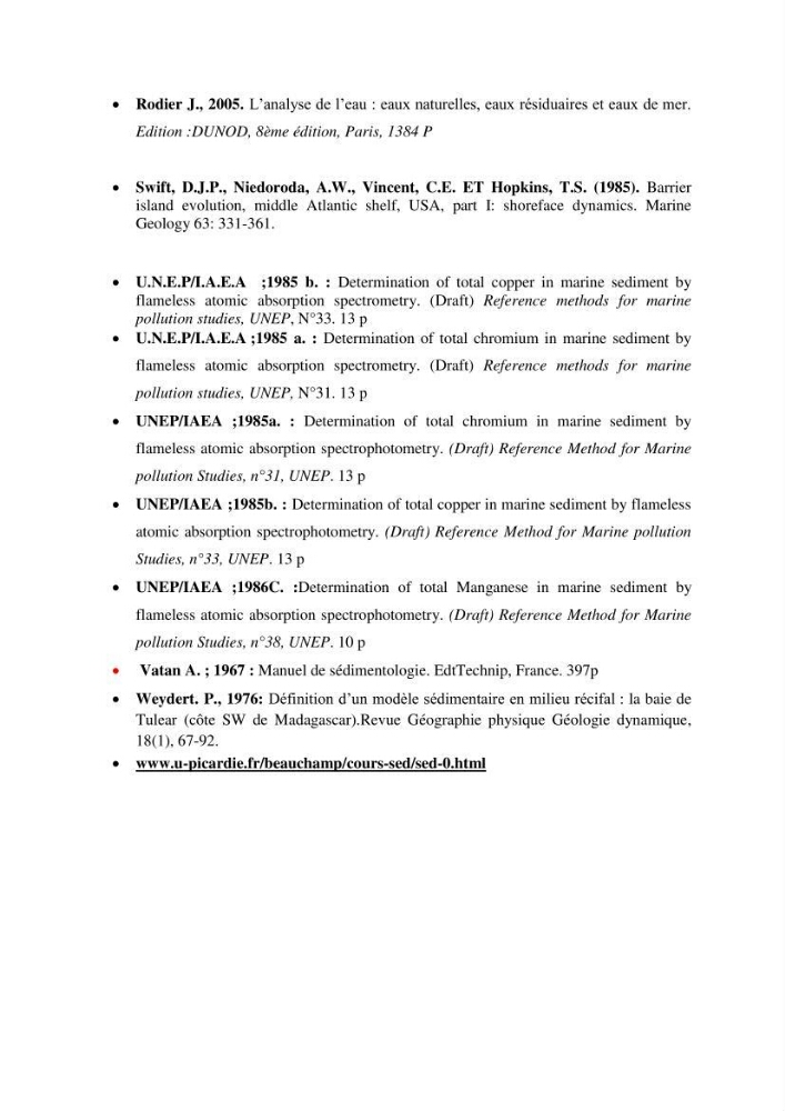 Evaluation des paramètres du littoral de la baie de Bou-Ismail