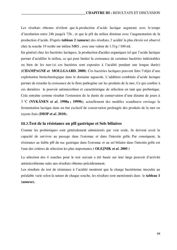 Etude du potentiel probiotique de bactéries isolées à partir d’animaux aquatiques