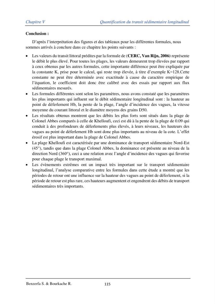 Impact des évenement extrêmes sur le transport sédimentaire longitudinal: Cas d’étude la région Algéroise