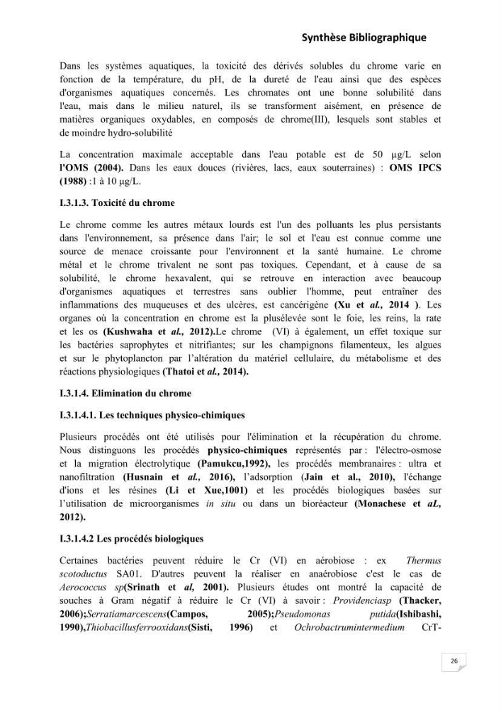 Evaluation et isolement des bactéries résistantes aux métaux lourds à partir de poissons et leur potentiel à éliminer le chrome