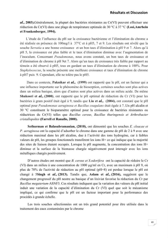 Evaluation et isolement des bactéries résistantes aux métaux lourds à partir de poissons et leur potentiel à éliminer le chrome