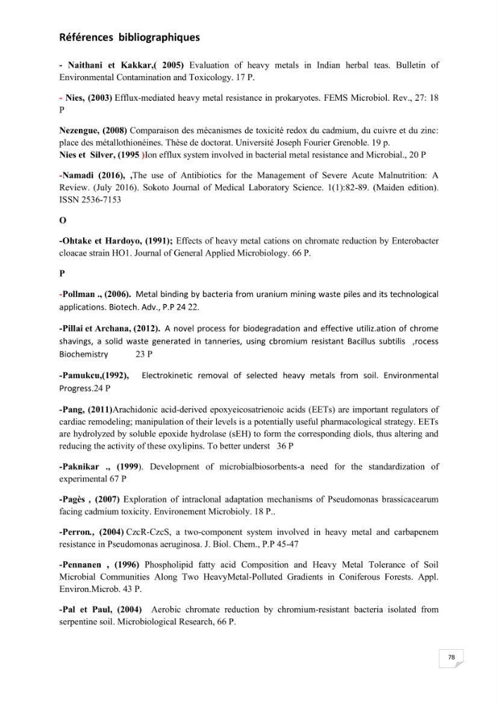 Evaluation et isolement des bactéries résistantes aux métaux lourds à partir de poissons et leur potentiel à éliminer le chrome