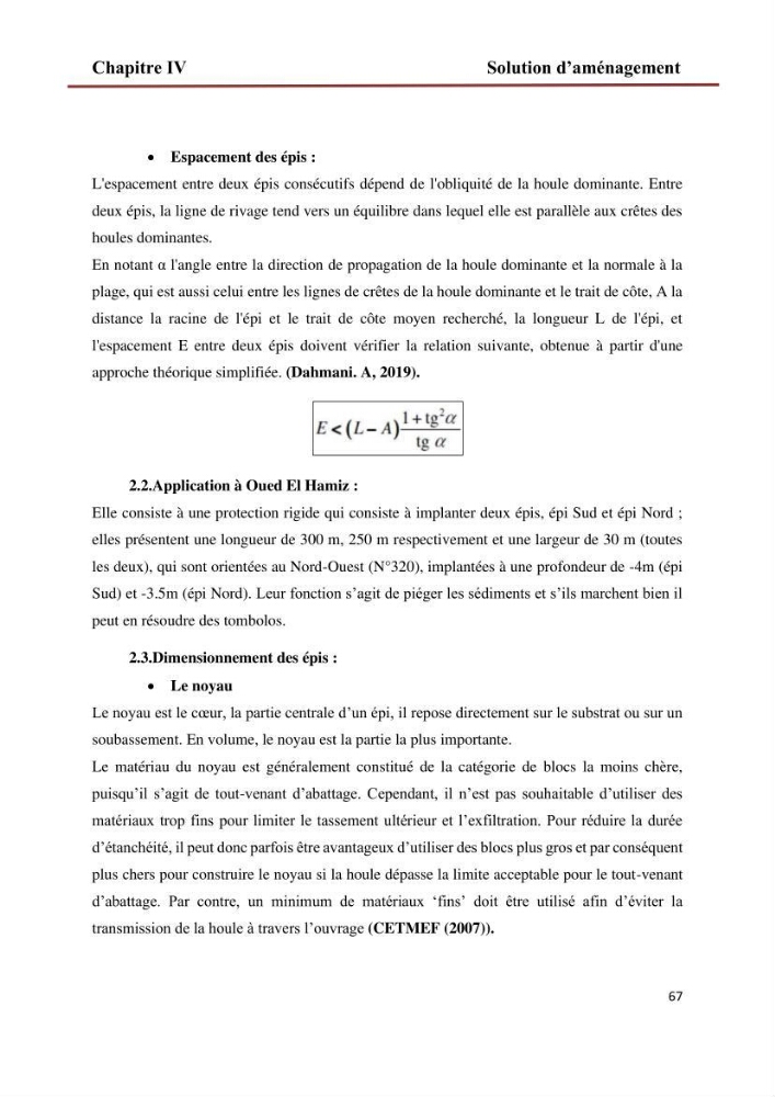 Etude de faisabilité d\'un endiguement au niveau de l\'embouchure de l\'Oued El Hamiz contre les crues et les inondations