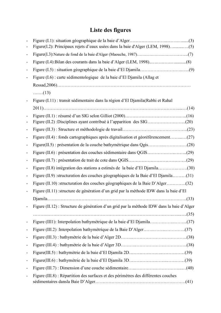 Conception d\'un système d\'information géographique (SIG) pour une étude de bathymétrie et de sédimentologie dans la baie d\'Alger et la baie d\'El Djamila.