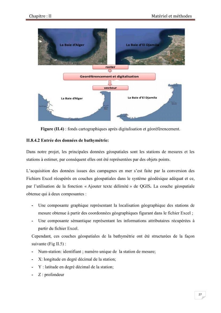 Conception d\'un système d\'information géographique (SIG) pour une étude de bathymétrie et de sédimentologie dans la baie d\'Alger et la baie d\'El Djamila.