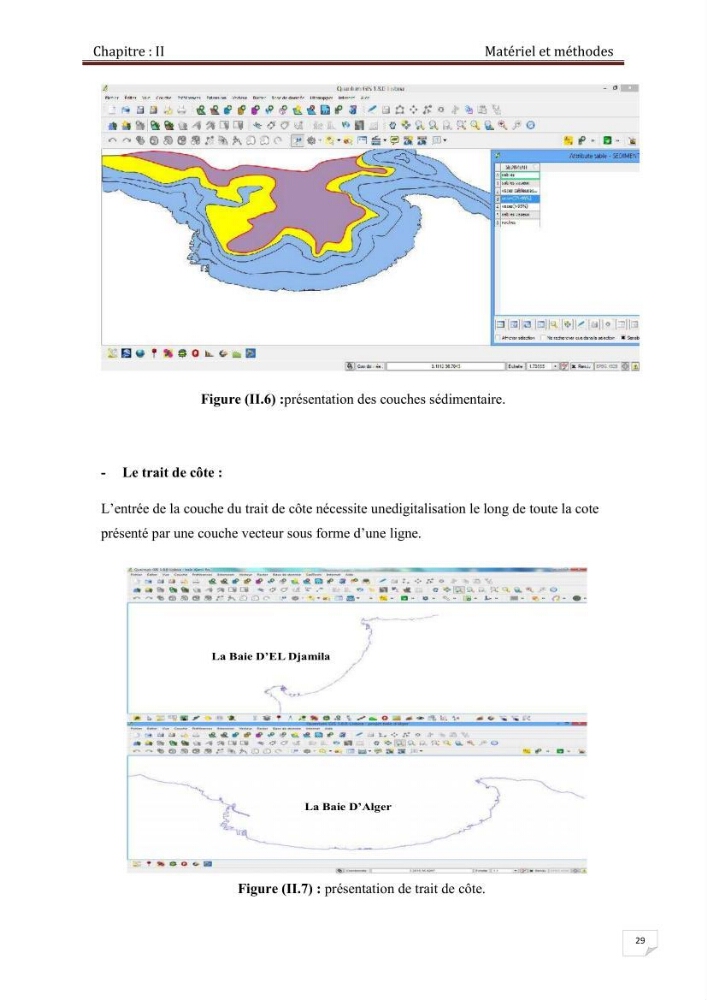 Conception d\'un système d\'information géographique (SIG) pour une étude de bathymétrie et de sédimentologie dans la baie d\'Alger et la baie d\'El Djamila.