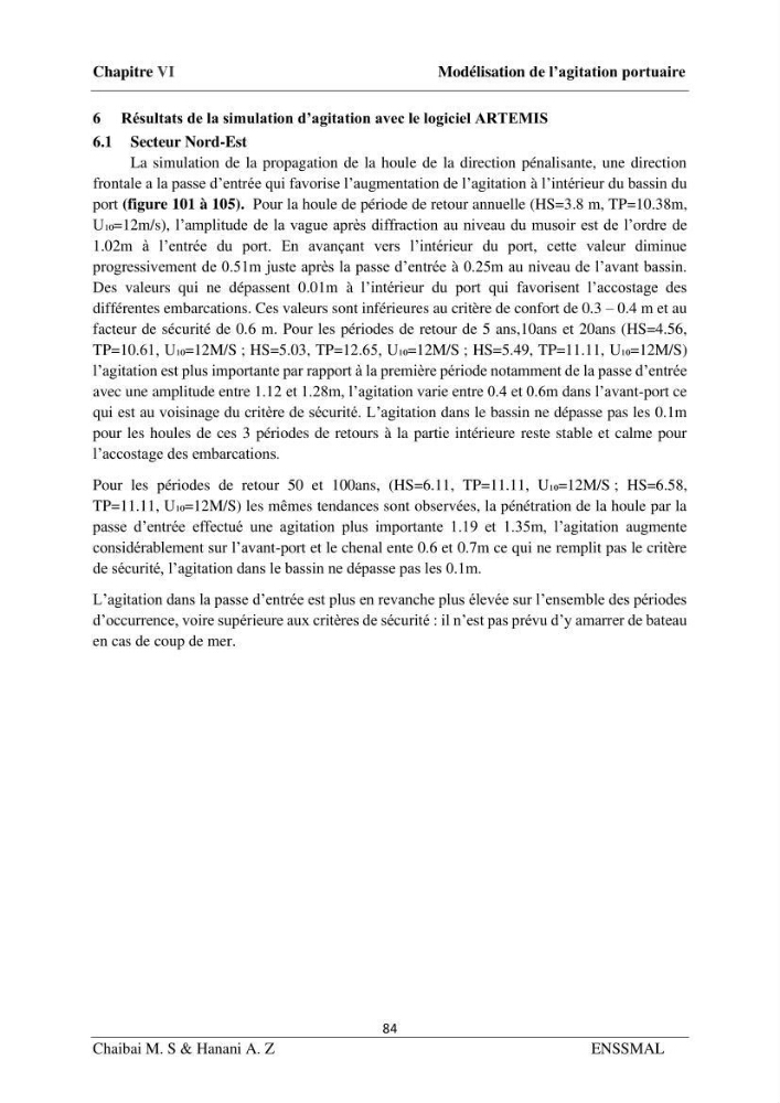 Modélisation hydrodynamique et étude d’agitation: Cas de la Marina Bay D’Alger