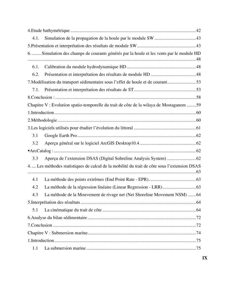 Evaluation des impacts des changements climatiques sur la morphologie du littoral de la wilaya de Mostaganem