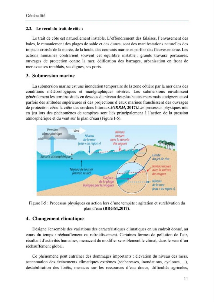 Evaluation des impacts des changements climatiques sur la morphologie du littoral de la wilaya de Mostaganem