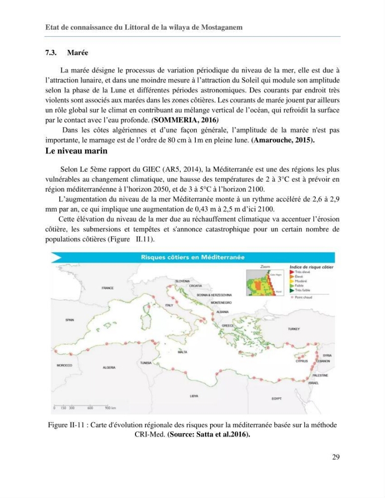 Evaluation des impacts des changements climatiques sur la morphologie du littoral de la wilaya de Mostaganem