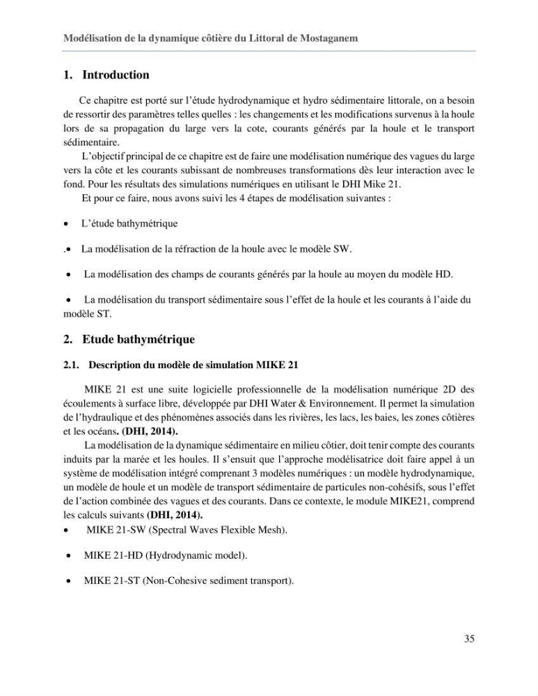 Evaluation des impacts des changements climatiques sur la morphologie du littoral de la wilaya de Mostaganem