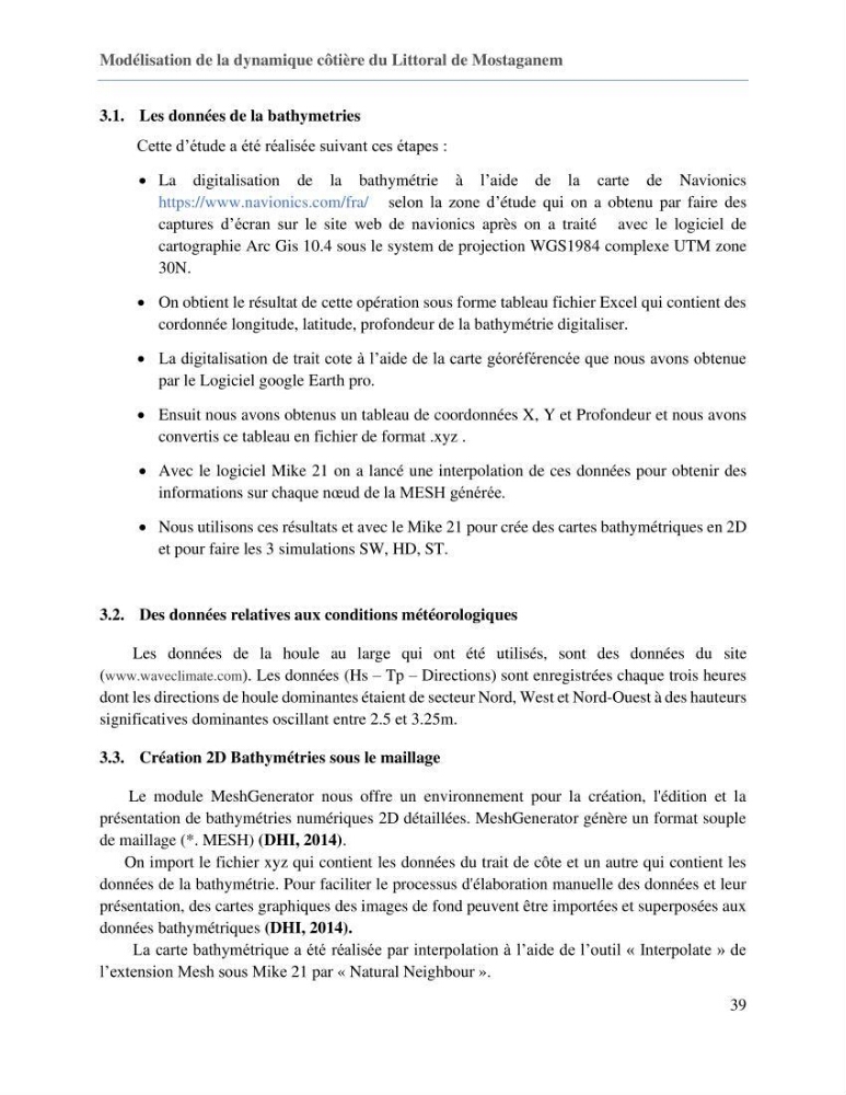 Evaluation des impacts des changements climatiques sur la morphologie du littoral de la wilaya de Mostaganem