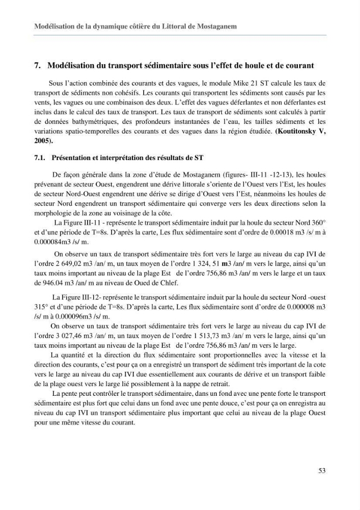 Evaluation des impacts des changements climatiques sur la morphologie du littoral de la wilaya de Mostaganem