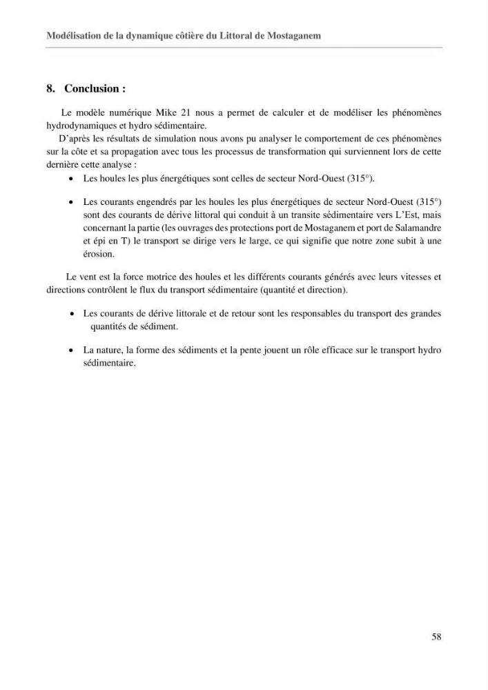 Evaluation des impacts des changements climatiques sur la morphologie du littoral de la wilaya de Mostaganem