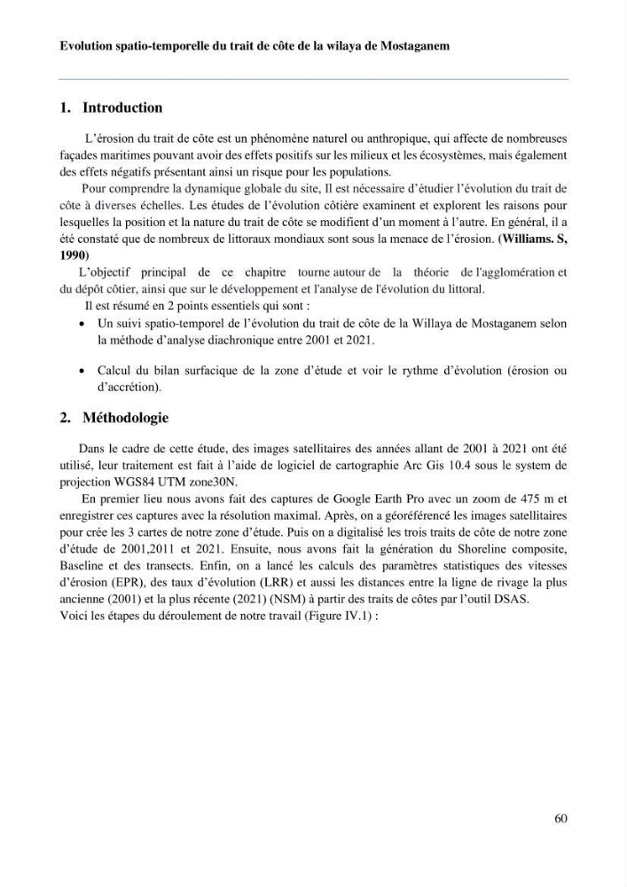 Evaluation des impacts des changements climatiques sur la morphologie du littoral de la wilaya de Mostaganem