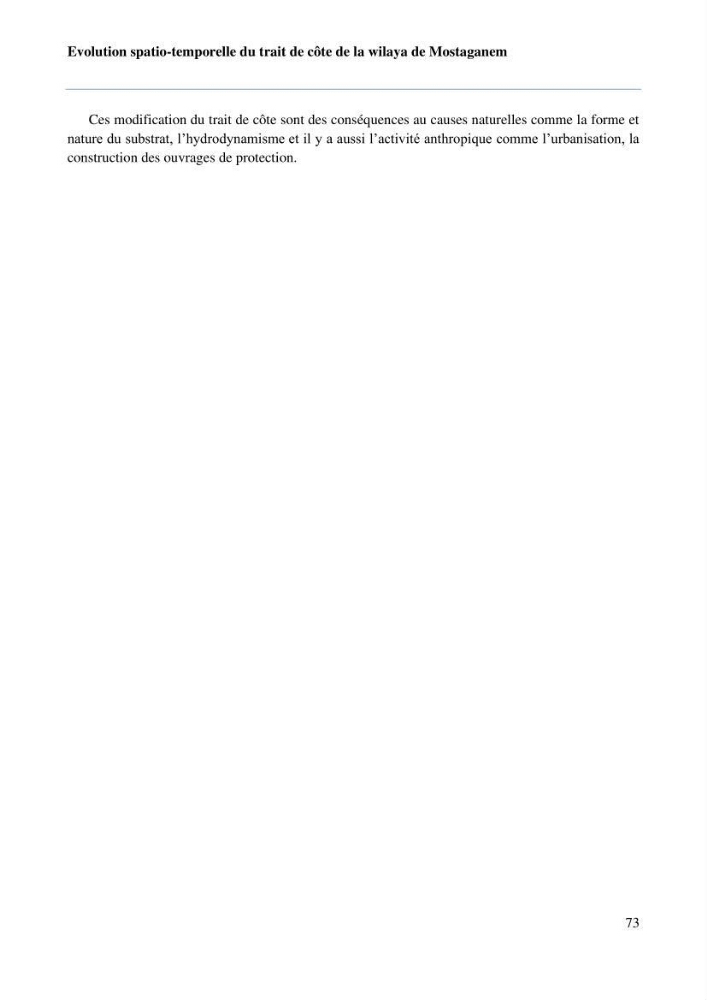 Evaluation des impacts des changements climatiques sur la morphologie du littoral de la wilaya de Mostaganem