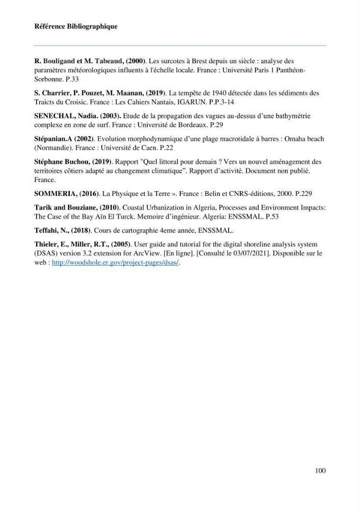 Evaluation des impacts des changements climatiques sur la morphologie du littoral de la wilaya de Mostaganem