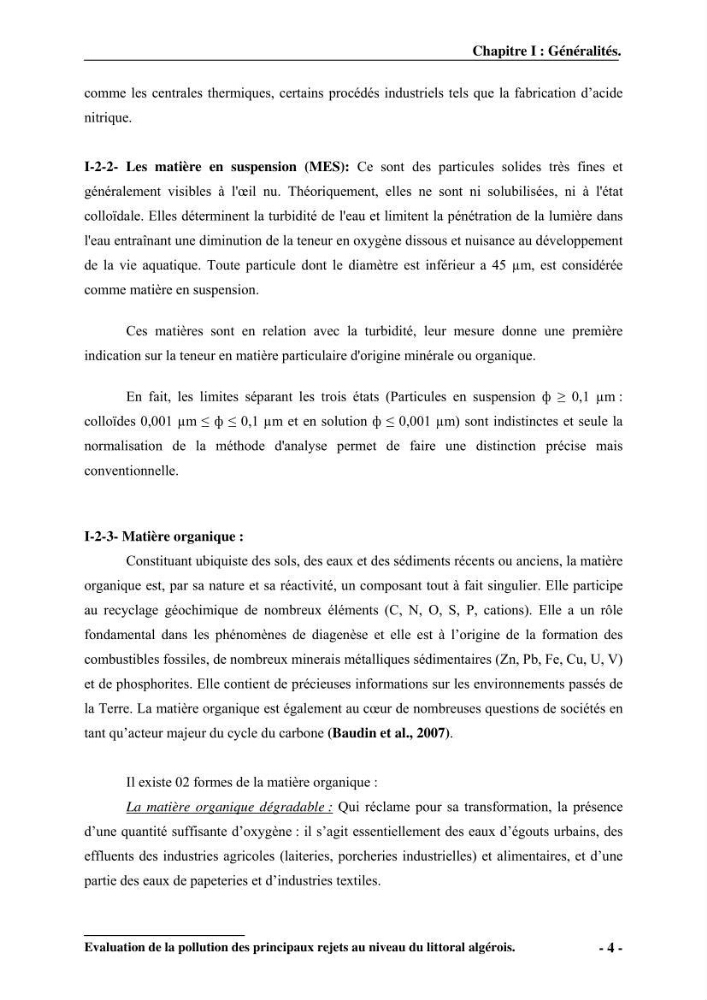Evaluation de la pollution des principaux rejets au niveau du littoral Algérois