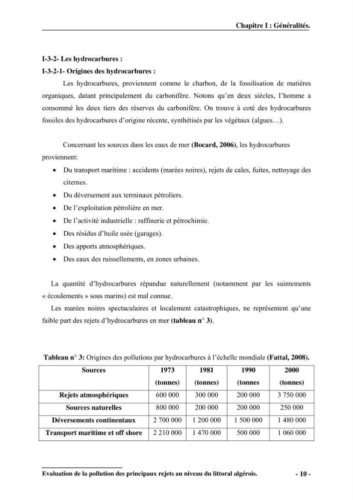 Evaluation de la pollution des principaux rejets au niveau du littoral Algérois