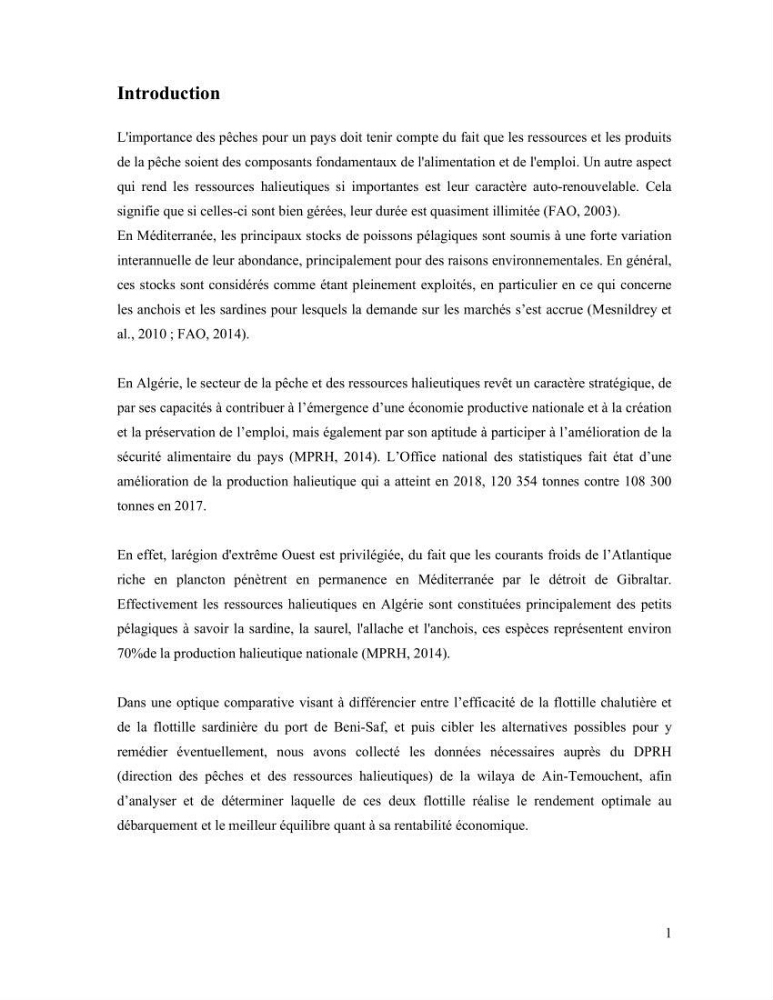 La pêcherie chalutière et sardinière des petits pélagiques à Beni-Saf: Approche comparative (Halieutique et économique)