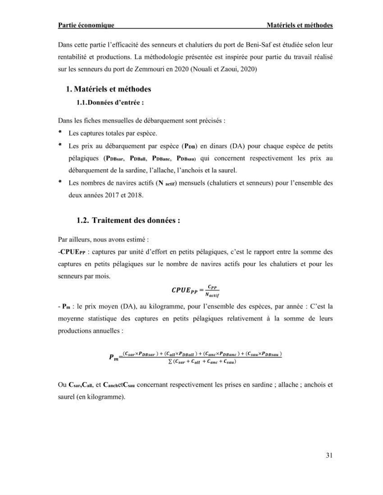 La pêcherie chalutière et sardinière des petits pélagiques à Beni-Saf: Approche comparative (Halieutique et économique)
