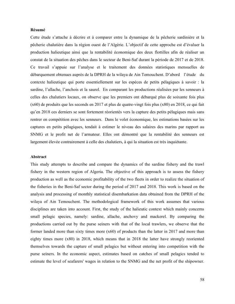 La pêcherie chalutière et sardinière des petits pélagiques à Beni-Saf: Approche comparative (Halieutique et économique)