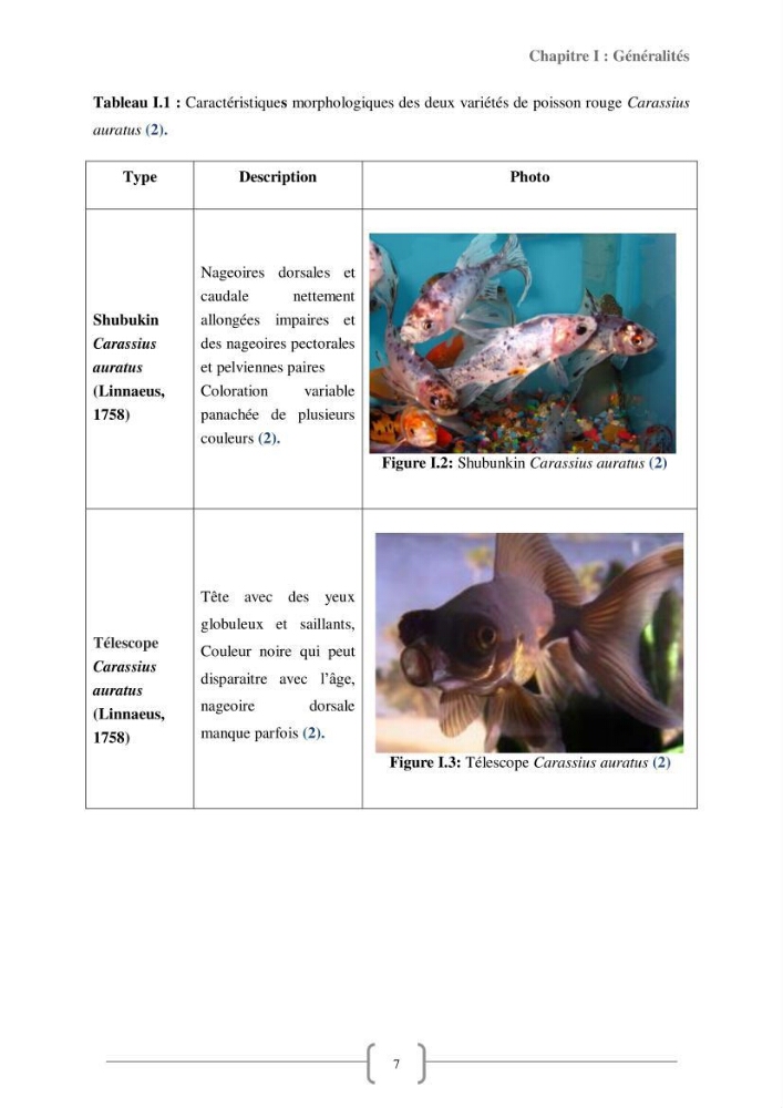 Contribution à la reproduction de quelques espèces de poissons d’ornements d’eau douce :