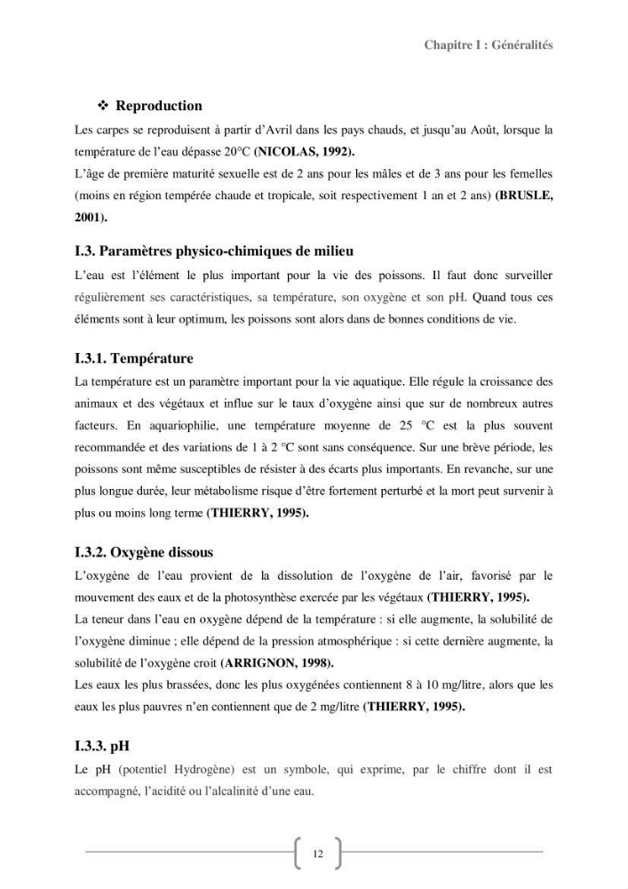 Contribution à la reproduction de quelques espèces de poissons d’ornements d’eau douce :