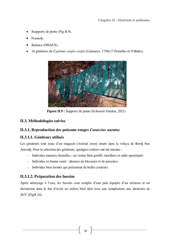 Contribution à la reproduction de quelques espèces de poissons d’ornements d’eau douce :