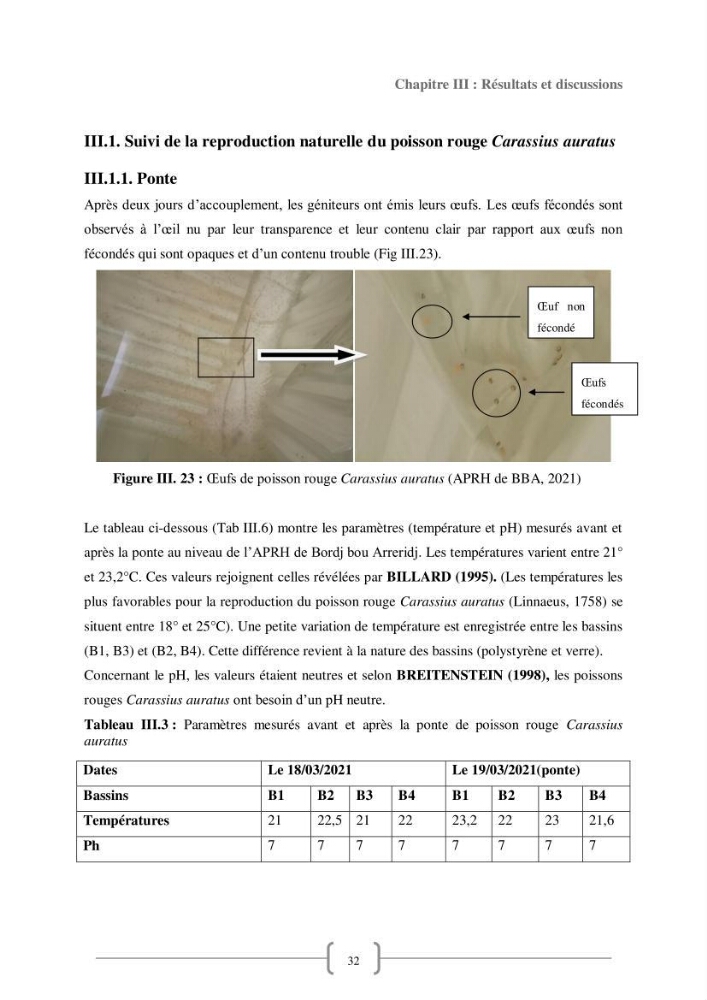 Contribution à la reproduction de quelques espèces de poissons d’ornements d’eau douce :