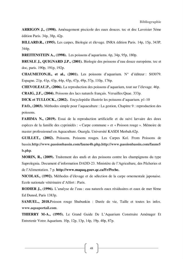 Contribution à la reproduction de quelques espèces de poissons d’ornements d’eau douce :