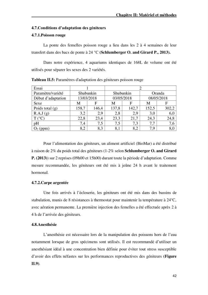Maîtrise et suivi de la reproduction artificielle de quelques espèces de la famille des cyprinidés.: