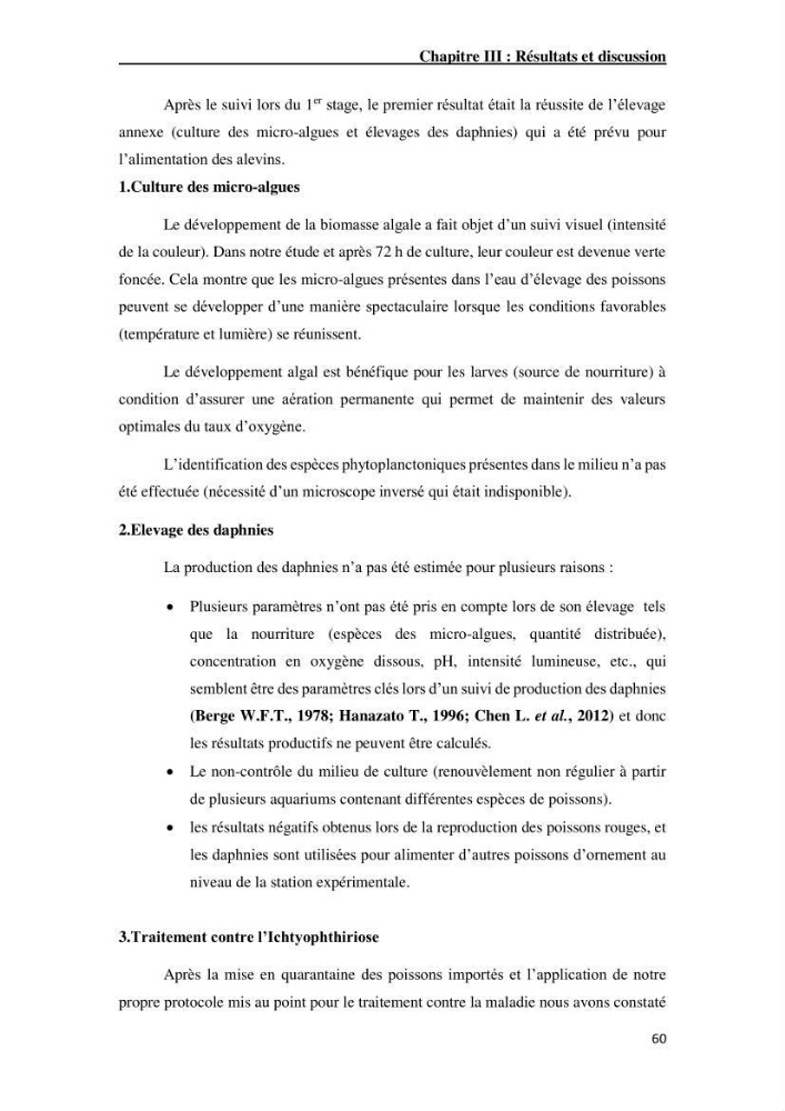 Maîtrise et suivi de la reproduction artificielle de quelques espèces de la famille des cyprinidés.: